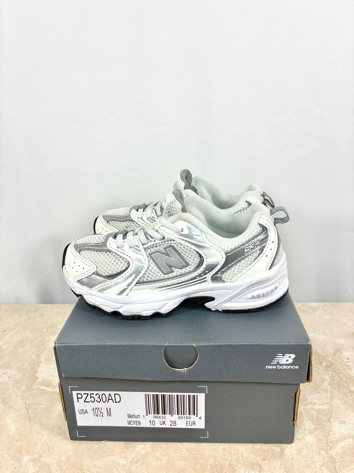 New Balance 530 AD Argent Blanc Size 28